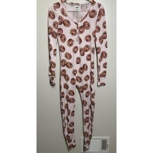 💕Victoria's Secret PINK Donut Onesie One-Piece Thermal PJ Pajamas S💕